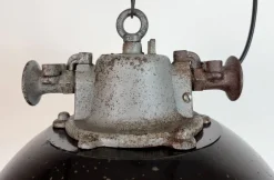 Online Pamono Industrial Black Enamel and Cast Iron Cage Pendant Light from Elektrosvit, 1960s