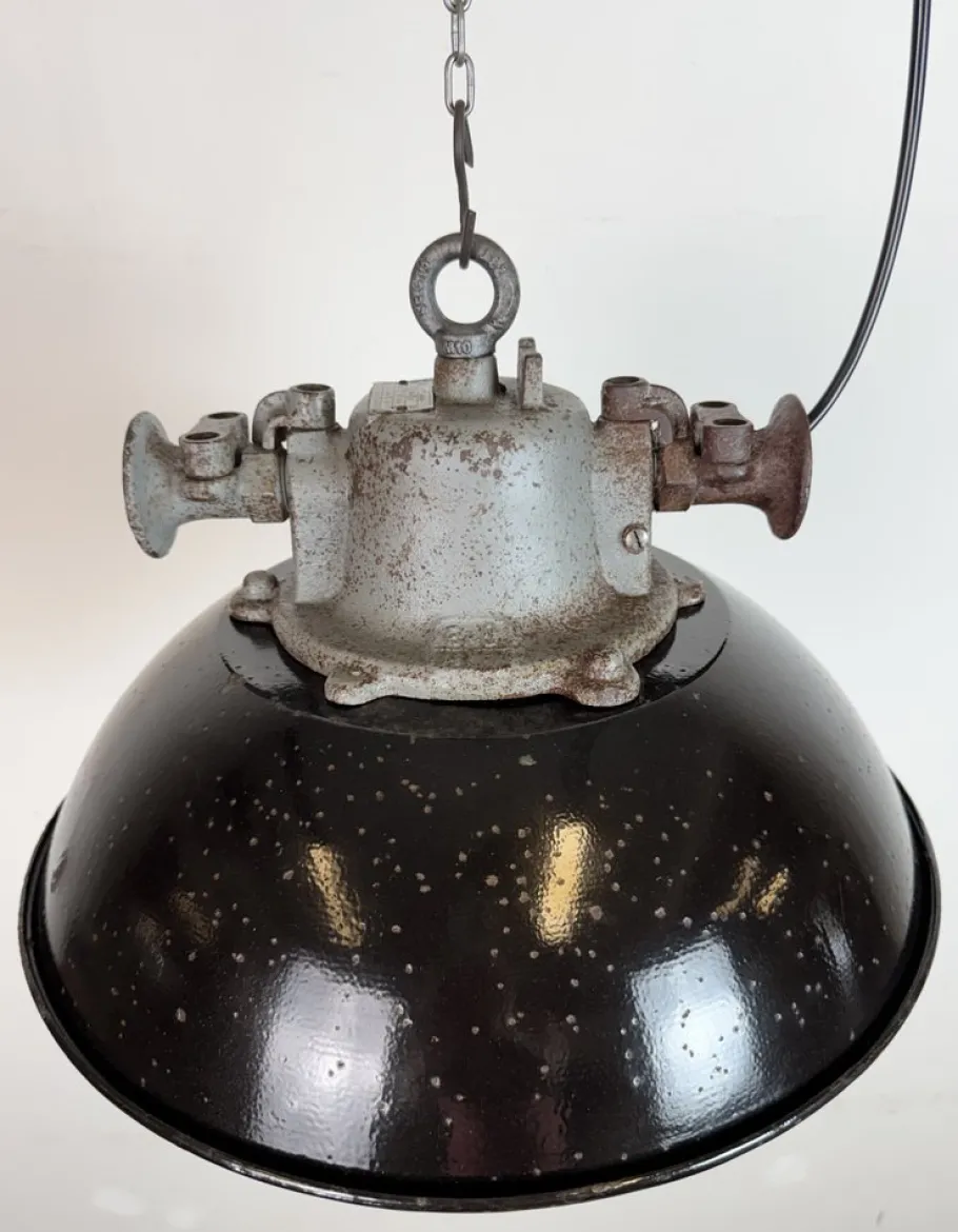 Online Pamono Industrial Black Enamel and Cast Iron Cage Pendant Light from Elektrosvit, 1960s