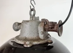 Online Pamono Industrial Black Enamel and Cast Iron Cage Pendant Light from Elektrosvit, 1960s