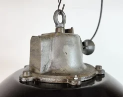 Best Pamono Industrial Black Enamel and Cast Iron Cage Pendant Light from Elektrosvit, 1960s
