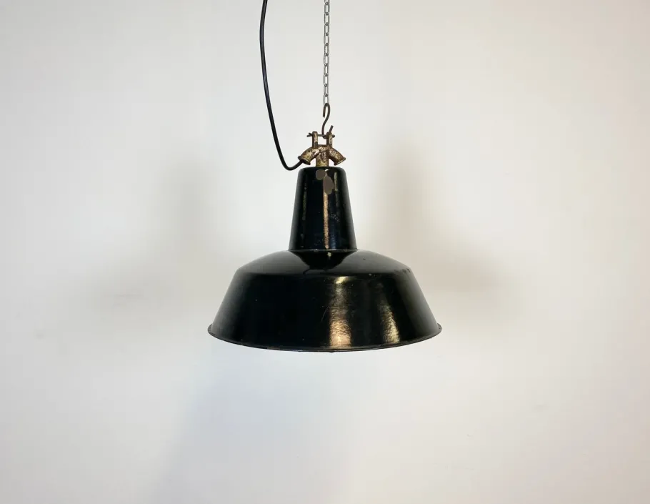 Online Pamono Industrial Black Enamel Factory Pendant Lamp, 1930s