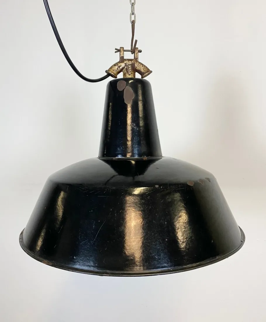 Online Pamono Industrial Black Enamel Factory Pendant Lamp, 1930s