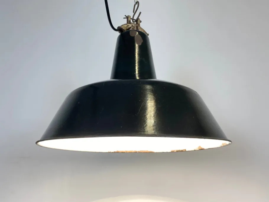 Online Pamono Industrial Black Enamel Factory Pendant Lamp, 1930s