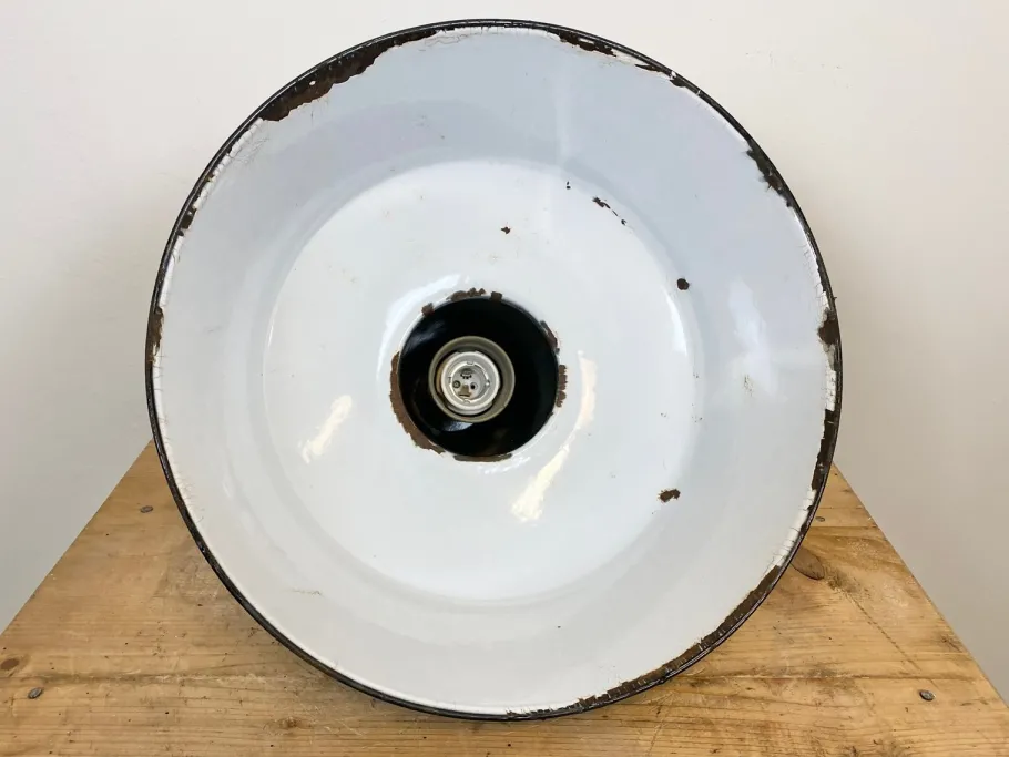 Online Pamono Industrial Black Enamel Factory Pendant Lamp, 1930s