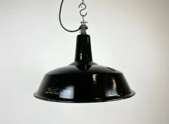 Hot Pamono Industrial Black Enamel Hanging Lamp from Reluma, 1950s