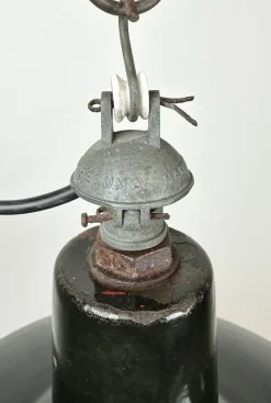 Hot Pamono Industrial Black Enamel Hanging Lamp from Reluma, 1950s