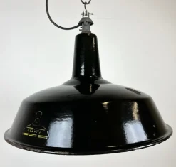 Hot Pamono Industrial Black Enamel Hanging Lamp from Reluma, 1950s