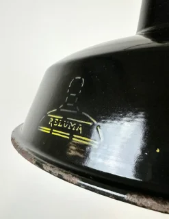 Hot Pamono Industrial Black Enamel Hanging Lamp from Reluma, 1950s