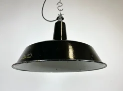 Hot Pamono Industrial Black Enamel Hanging Lamp from Reluma, 1950s