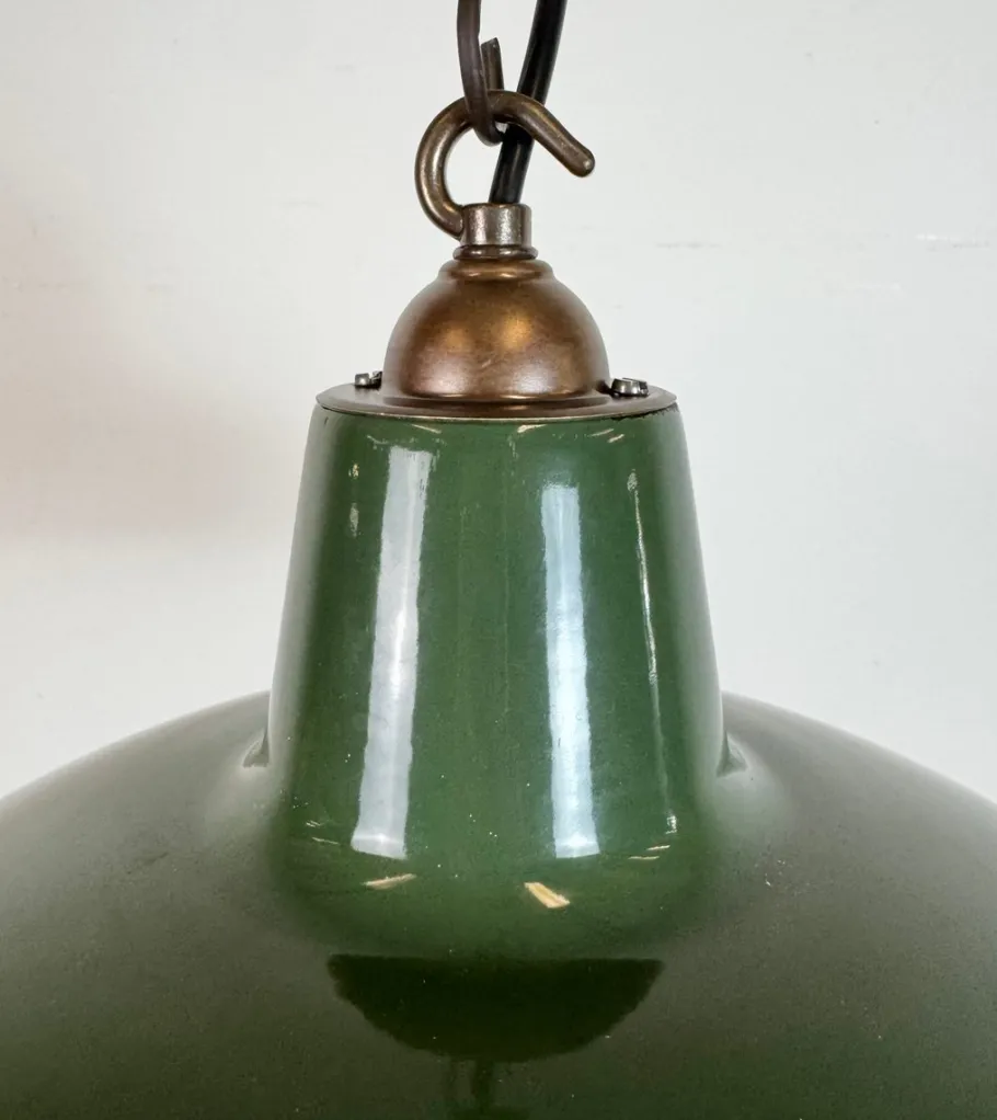New Pamono Industrial Green Enamel Factory Pendant Lamp from Multi Electrical Co., 1960s