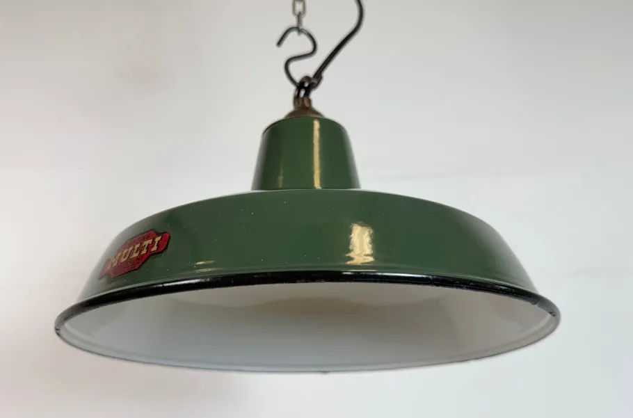 New Pamono Industrial Green Enamel Factory Pendant Lamp from Multi Electrical Co., 1960s