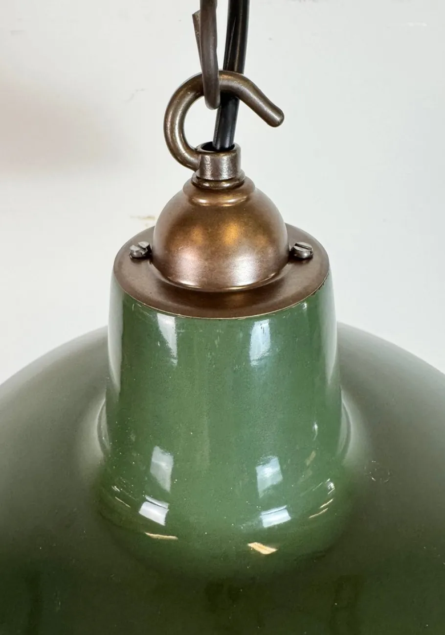 New Pamono Industrial Green Enamel Factory Pendant Lamp from Multi Electrical Co., 1960s