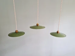 Online Pamono Industrial Green Pendant Lights, 1940s, Set of 3