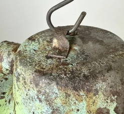 New Pamono Industrial Soviet Bunker Green Pendant Light with Iron Grid, 1960s