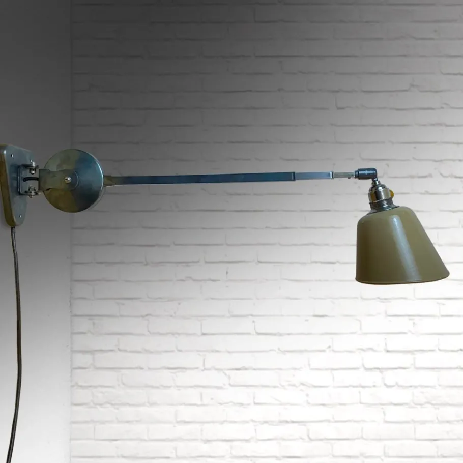 New Pamono Industrial Wall Lamp from Metallwerke Schröder, Lobenstein, Germany, 1940s