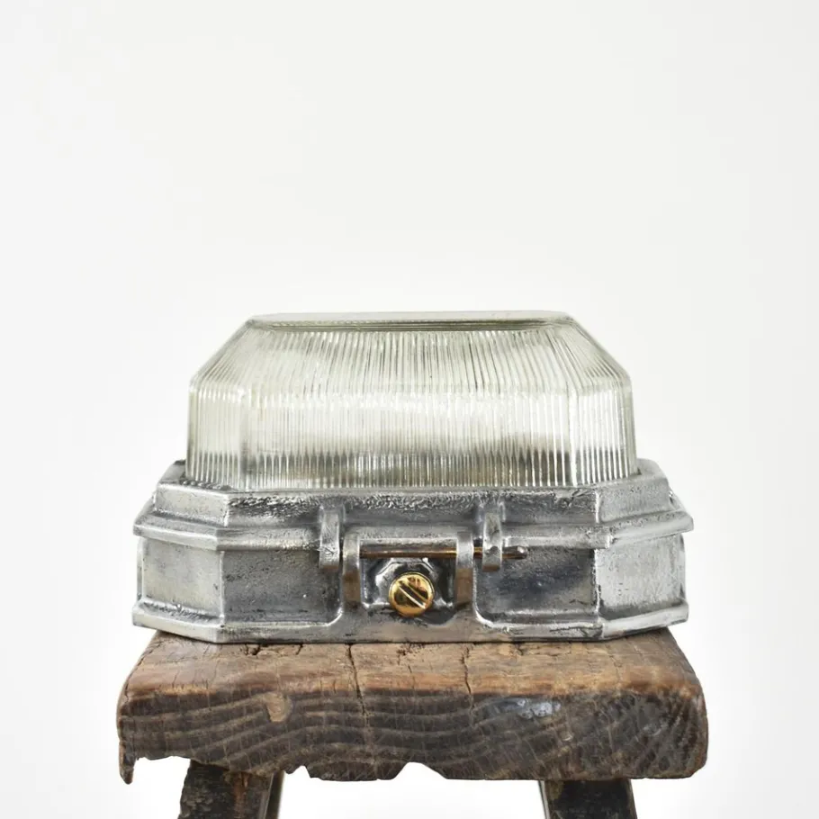 Clearance Pamono Industrial Wardle Prismalux Bulkhead Wall Light, 1950s