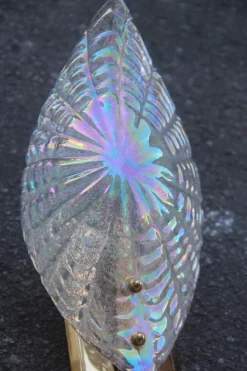 Discount Pamono Iridescent Murano Glass & Gold-Plated Brass Shell Sconce, 1970s