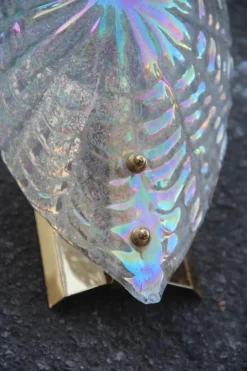 Discount Pamono Iridescent Murano Glass & Gold-Plated Brass Shell Sconce, 1970s