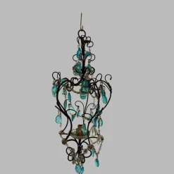 Online Pamono Iron and Glass Crystal Chandelier, 1940s
