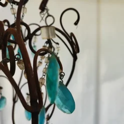 Online Pamono Iron and Glass Crystal Chandelier, 1940s