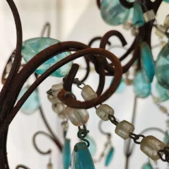 Online Pamono Iron and Glass Crystal Chandelier, 1940s