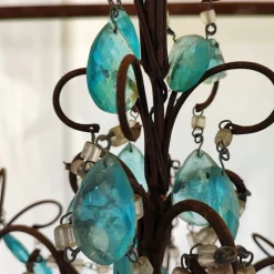 Online Pamono Iron and Glass Crystal Chandelier, 1940s