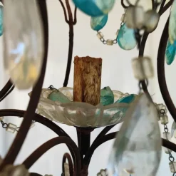 Online Pamono Iron and Glass Crystal Chandelier, 1940s