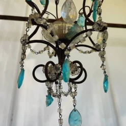 Online Pamono Iron and Glass Crystal Chandelier, 1940s