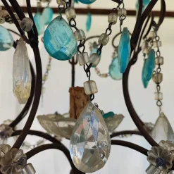 Online Pamono Iron and Glass Crystal Chandelier, 1940s