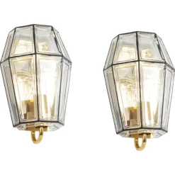 Online Pamono Iron and Glass Wall Light Sconces from Limburg, Germany, 1960s, Set of 2