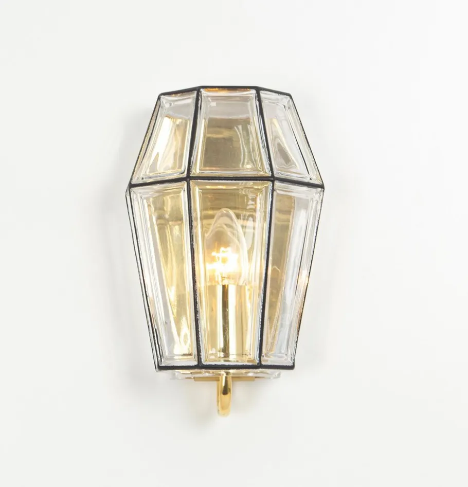 Online Pamono Iron and Glass Wall Light Sconces from Limburg, Germany, 1960s, Set of 2