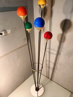 New Pamono Iron, Brass & Marble Alberello Floor Lamp from Stilnovo