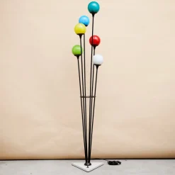 Pamono Iron, Brass & Marble Alberello Floor Lamp from Stilnovo, 1950s