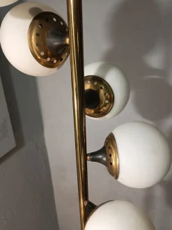 Pamono Iron, Brass & Marble Floor Lamp by Alberello Galassia for Stilnovo, 1950s