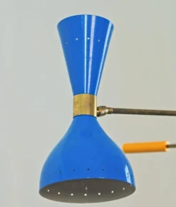 New Pamono Italian Adjustable Three-Arm Triennale Style Chandelier, Brass Patinated