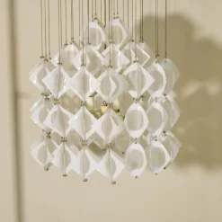 New Pamono Italian Aluminum and Opaline Glass Ceiling Lamp from Mazzega, 1969