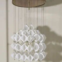 New Pamono Italian Aluminum and Opaline Glass Ceiling Lamp from Mazzega, 1969