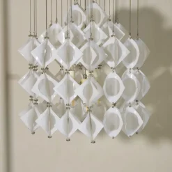 New Pamono Italian Aluminum and Opaline Glass Ceiling Lamp from Mazzega, 1969