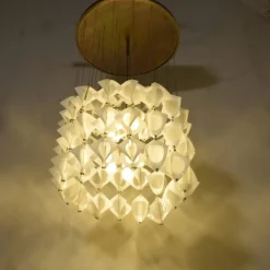 New Pamono Italian Aluminum and Opaline Glass Ceiling Lamp from Mazzega, 1969