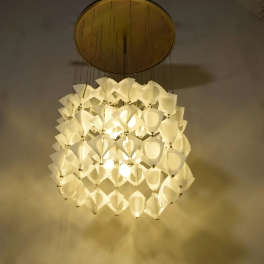 New Pamono Italian Aluminum and Opaline Glass Ceiling Lamp from Mazzega, 1969