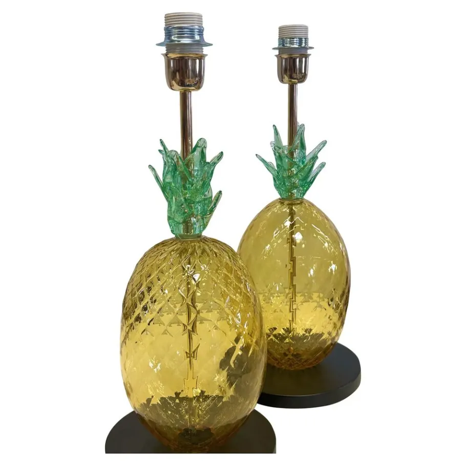 Online Pamono Italian Ananas Murano Glass Table Lamps by Simoeng, Set of 2