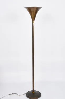 Discount Pamono Italian Art Deco Bronzed Metal & Brass Floor Lamp by Pietro Chiesa, 1940s