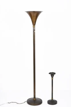 Discount Pamono Italian Art Deco Bronzed Metal & Brass Floor Lamp by Pietro Chiesa, 1940s