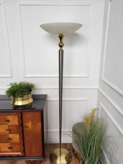 Sale Pamono Italian Art Deco Hollywood Regency Brass & Glass Floor Lamp, 1950s