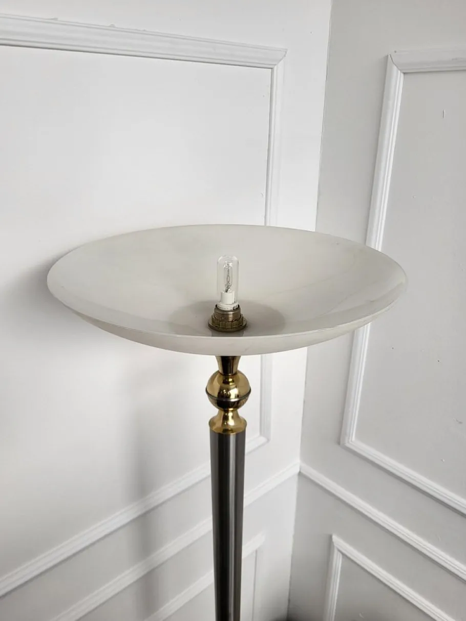 Sale Pamono Italian Art Deco Hollywood Regency Brass & Glass Floor Lamp, 1950s