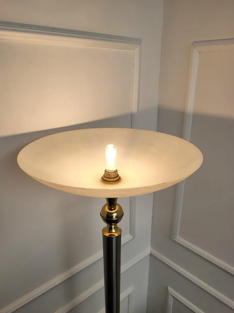 Sale Pamono Italian Art Deco Hollywood Regency Brass & Glass Floor Lamp, 1950s