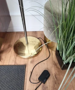 Sale Pamono Italian Art Deco Hollywood Regency Brass & Glass Floor Lamp, 1950s