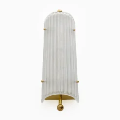 New Pamono Italian Art Deco Style Murano Glass and Brass Sconces, 2000s, Set of 2