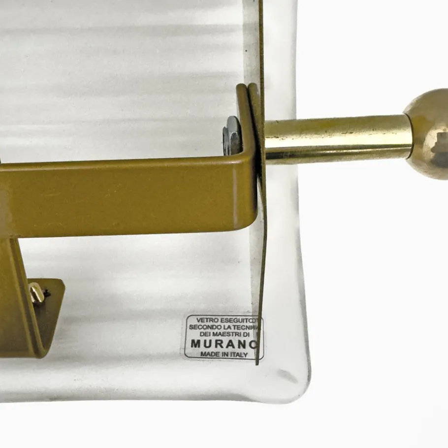 New Pamono Italian Art Deco Style Murano Glass and Brass Sconces, 2000s, Set of 2