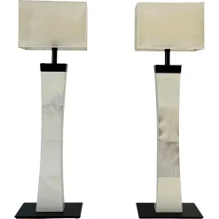 Outlet Pamono Italian Art Deco Style Parchment Column Floor Lamps, 1980s, Set of 2